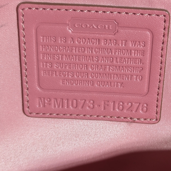 Coach Signature Floral Applique Tote Tan Pink Canvas Leather Bag - Picture 9 of 15